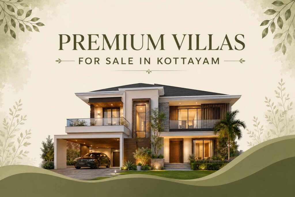 Premium villas for sale in Kottayam with modern architecture and landscaped surroundings